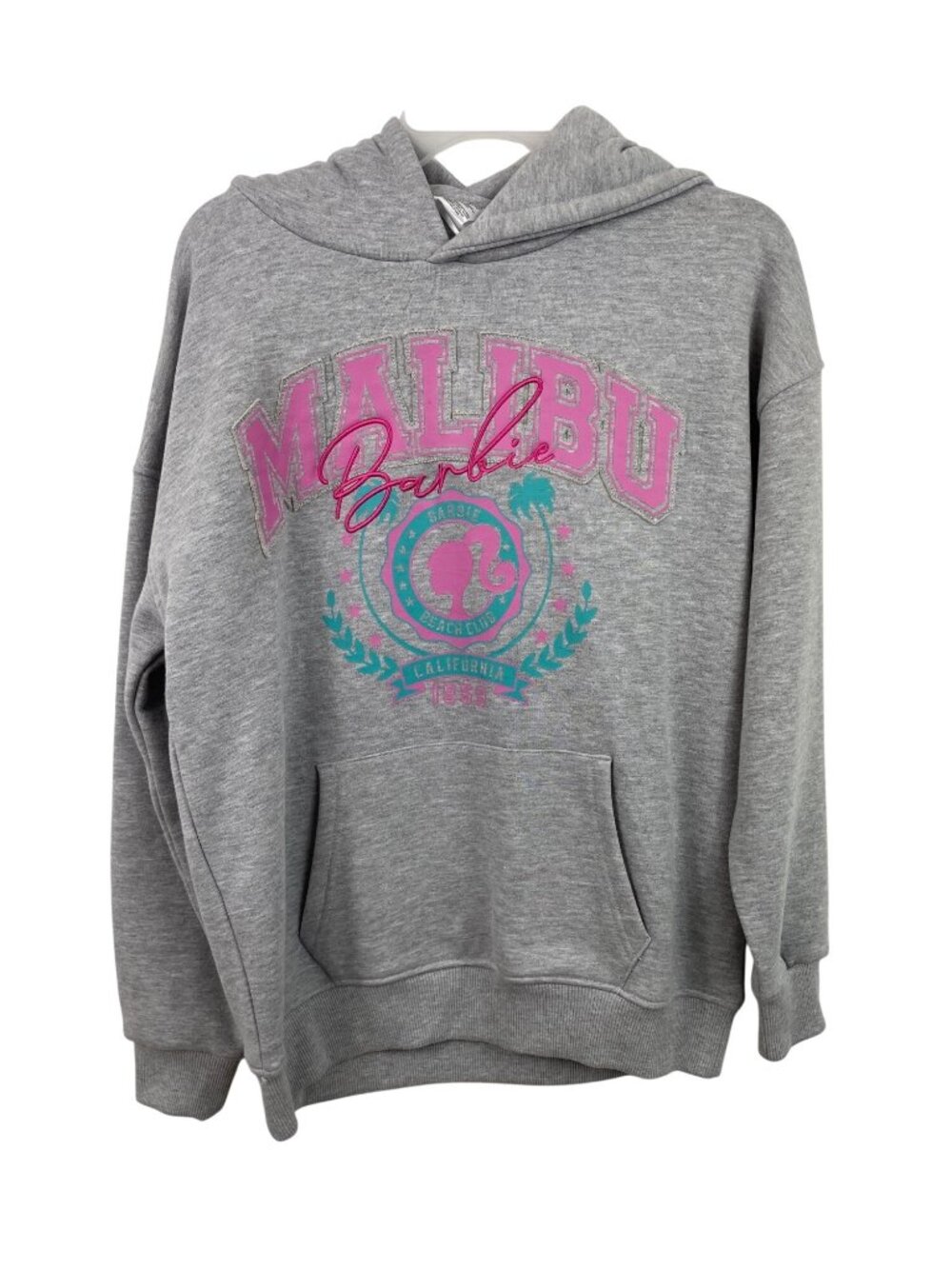 Barbie Malibu Beach Club Hoodie Gray Womens Size Small Embroidered